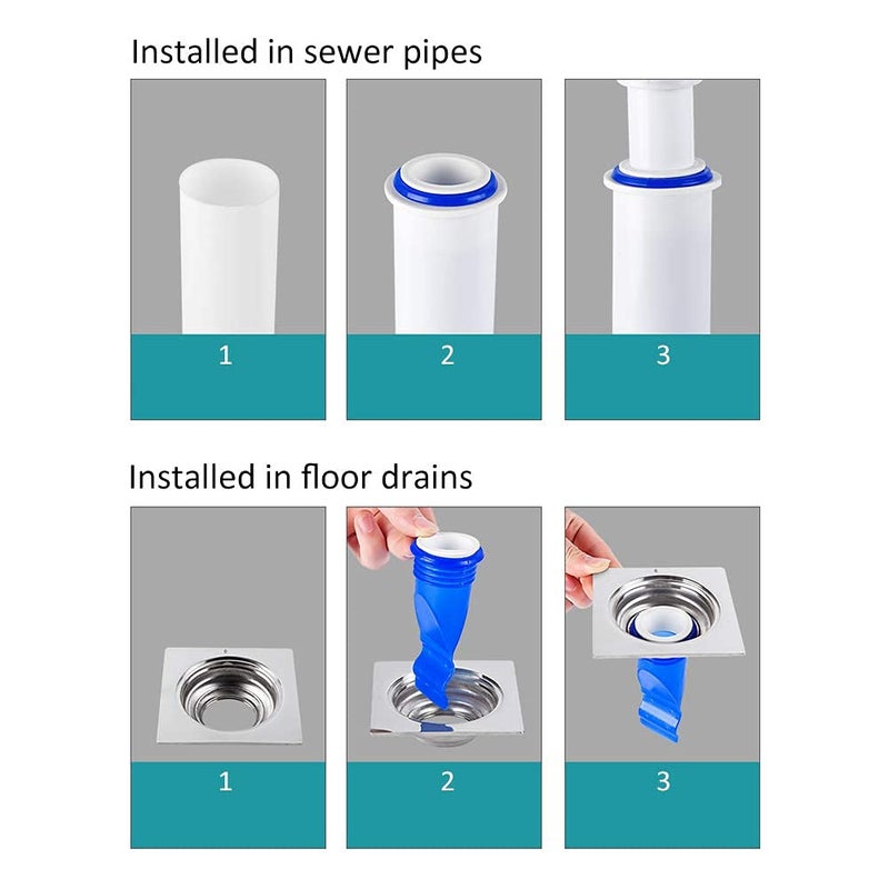 HLZC Drain Backflow Preventer, One Way Valve, Adjustable Silicone Sink Floor Drain Trap for Pipes Tubes in Toilet Bathroom Kitchen (Blue-4) - Image 4
